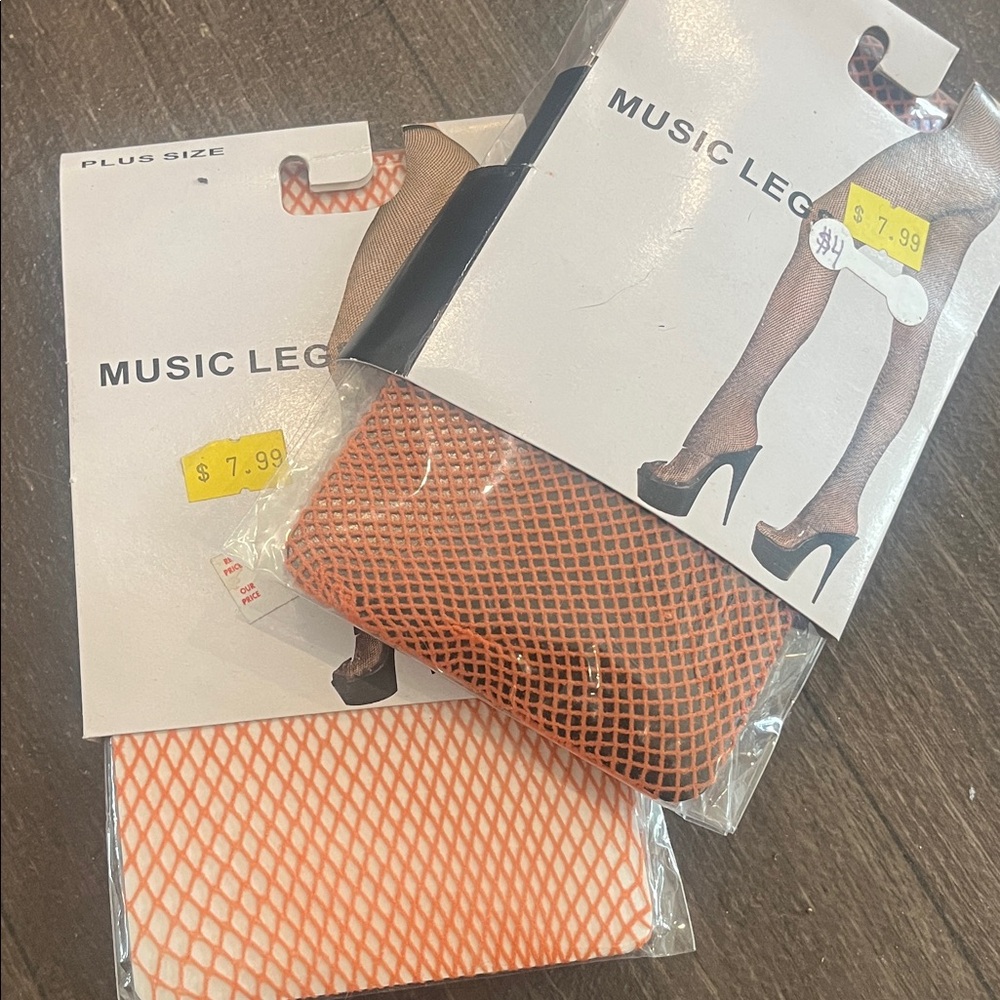 Orange Fishnet Tights plus size